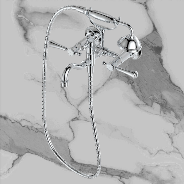 Fienza Lillian Lever Exposed Bath Tap Set with Hand Shower Chrome