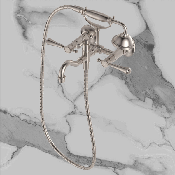 Fienza Lillian Lever Exposed Bath Tap Set with Hand Shower Brushed Nickel