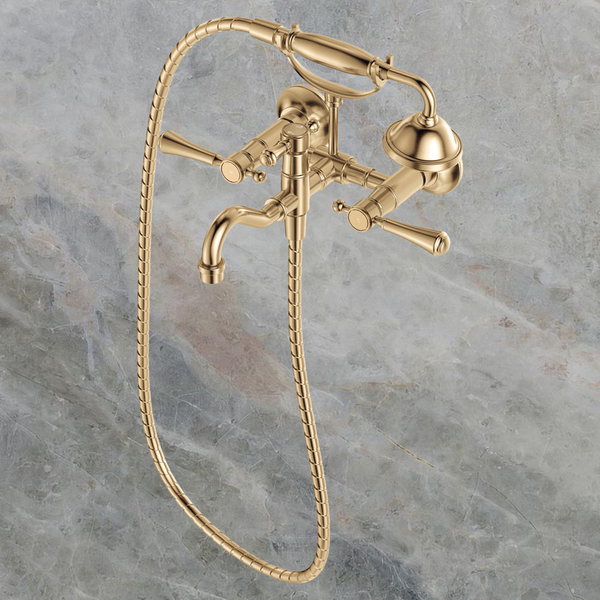 Fienza Lillian Lever Exposed Bath Tap Set with Hand Shower Urban Brass