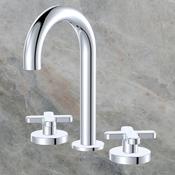 Fienza Kaya Cross Taps Round Hob Set Chrome Lead Free