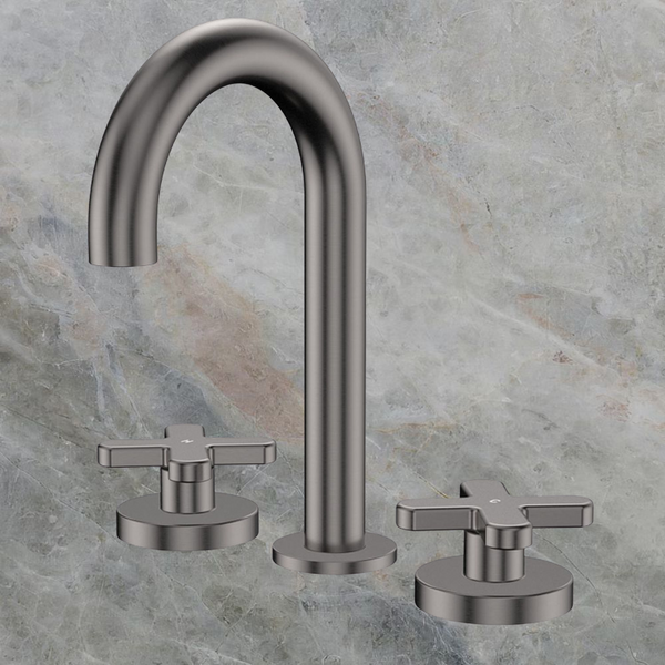Fienza Kaya Cross Taps Round Hob Set Gunmetal Lead Free