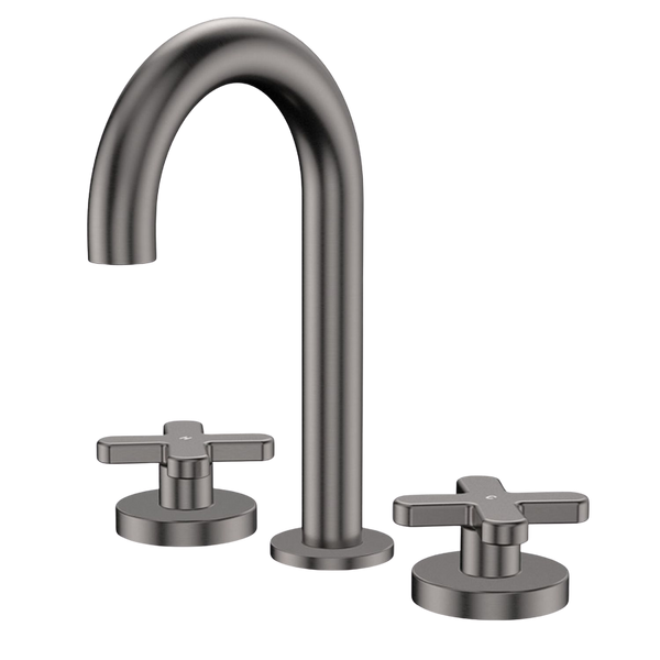 Fienza Kaya Cross Taps Round Hob Set Gunmetal Lead Free