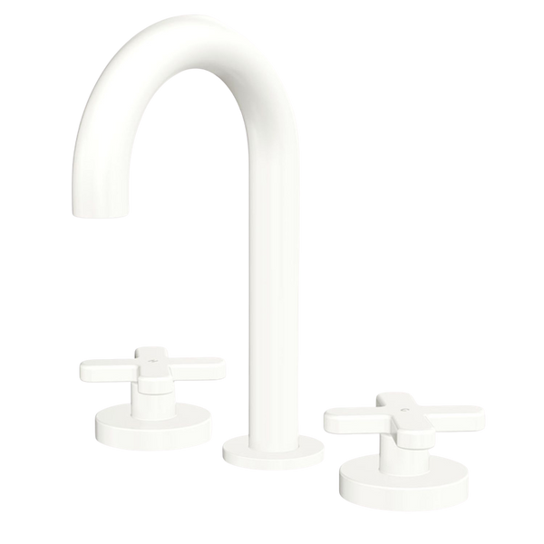 Fienza Kaya Cross Taps Round Hob Set Matte White Lead Free
