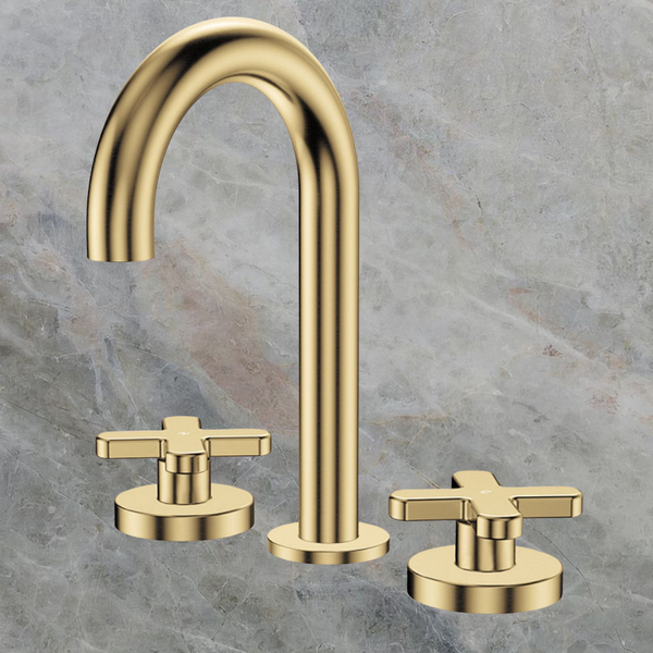 Fienza Kaya Cross Taps Round Hob Set Urban Brass Lead Free