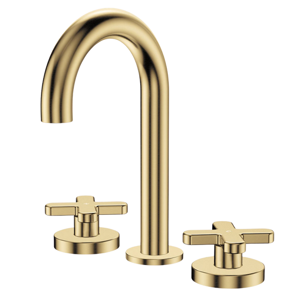 Fienza Kaya Cross Taps Round Hob Set Urban Brass Lead Free