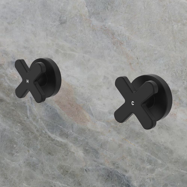 Fienza Kaya Cross Wall Taps Matte Black Lead Free
