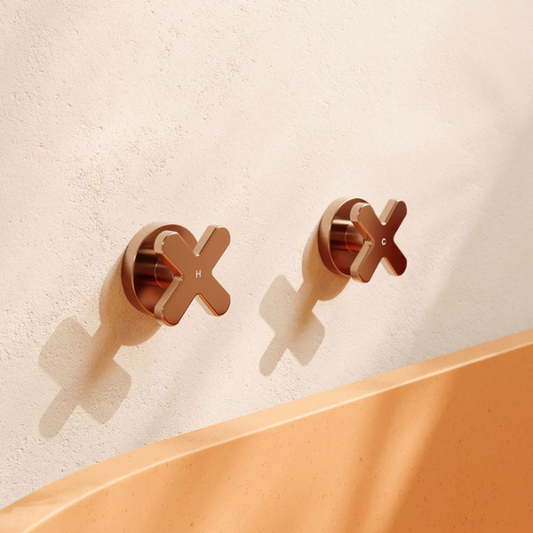 Fienza Kaya Cross Wall Taps Brushed Copper Lead Free