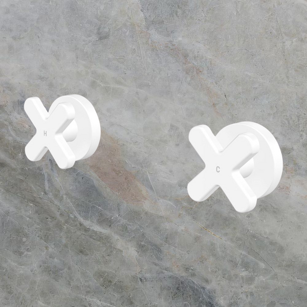 Fienza Kaya Cross Wall Taps Matte White Lead Free