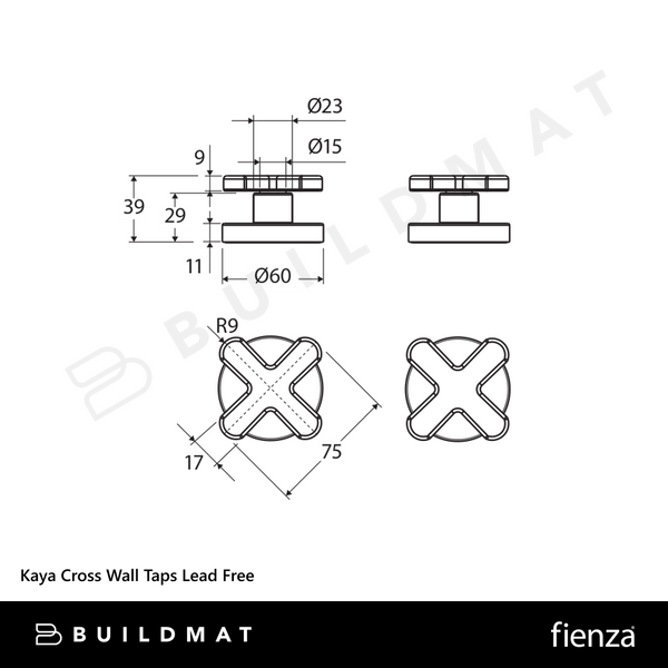 Fienza Kaya Cross Wall Taps Urban Brass Lead Free