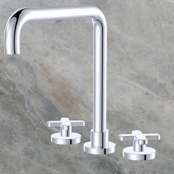 Fienza Kaya Cross Taps Squareline Hob Set Chrome Lead Free