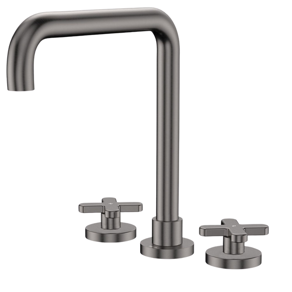 Fienza Kaya Cross Taps Squareline Hob Set Gunmetal Lead Free