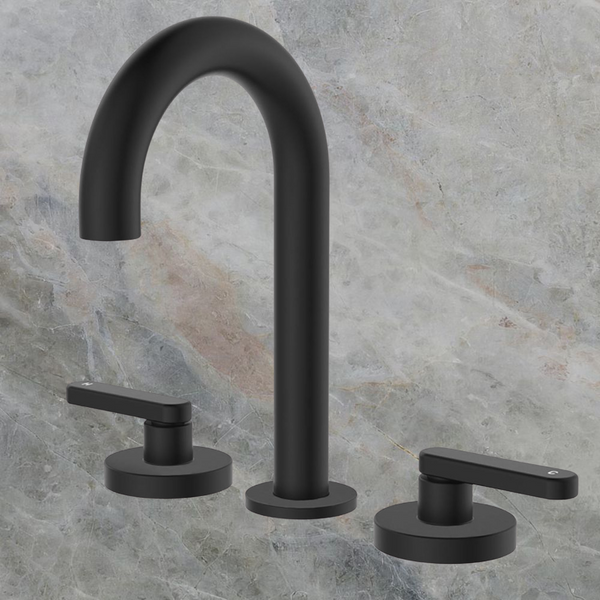 Fienza Kaya Lever Taps Round Hob Set Matte Black Lead Free