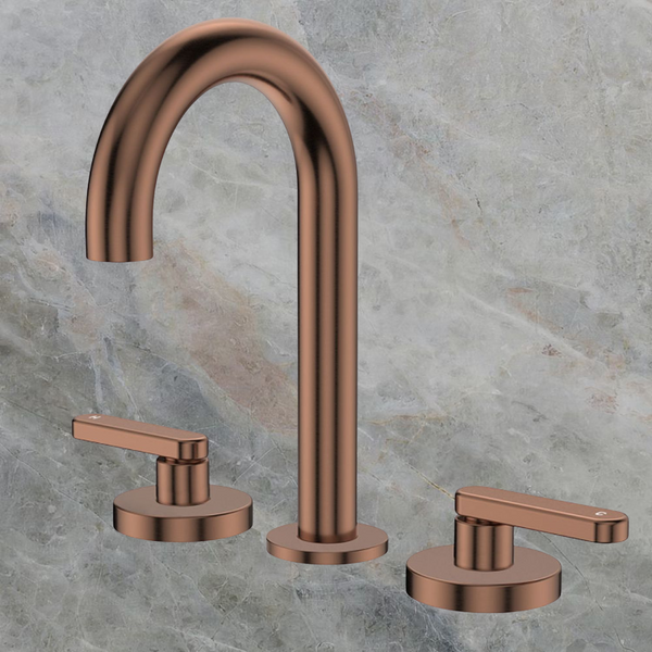 Fienza Kaya Lever Taps Round Hob Set Brushed Copper Lead Free