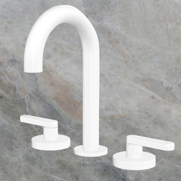 Fienza Kaya Lever Taps Round Hob Set Matte White Lead Free