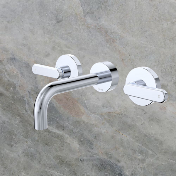Fienza Kaya Lever Taps Wall Basin/Bath 130mm Outlet Set Chrome Lead Free