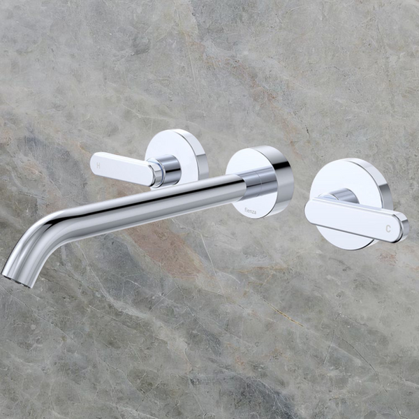 Fienza Kaya Lever Taps Wall Basin/Bath 220mm Outlet Set Chrome Lead Free
