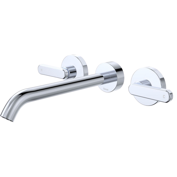 Fienza Kaya Lever Taps Wall Basin/Bath 220mm Outlet Set Chrome Lead Free