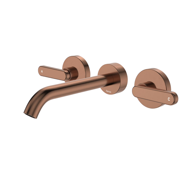 Fienza Kaya Lever Taps Wall Basin/Bath 180mm Outlet Set Brushed Copper Lead Free