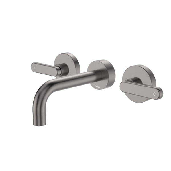 Fienza Kaya Lever Taps Wall Basin/Bath 130mm Outlet Set Gunmetal Lead Free