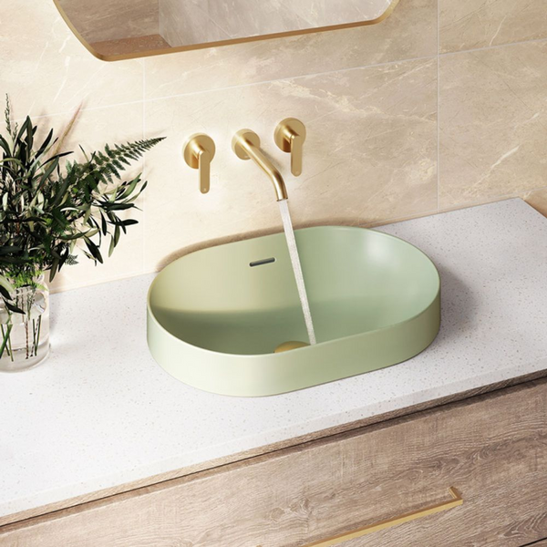 Fienza Kaya Lever Taps Wall Basin/Bath 180mm Outlet Set Urban Brass Lead Free