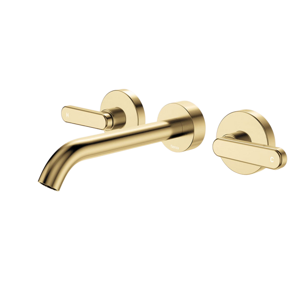 Fienza Kaya Lever Taps Wall Basin/Bath 180mm Outlet Set Urban Brass Lead Free