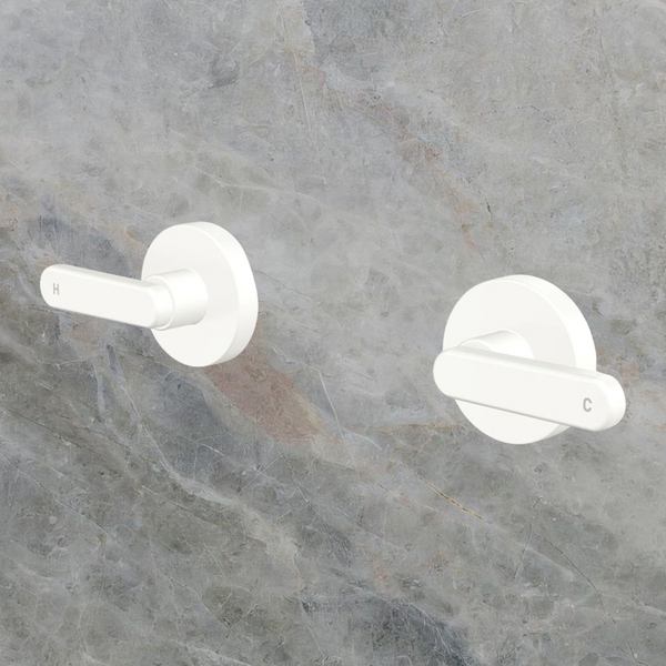 Fienza Kaya Lever Wall Taps Matte White Lead Free