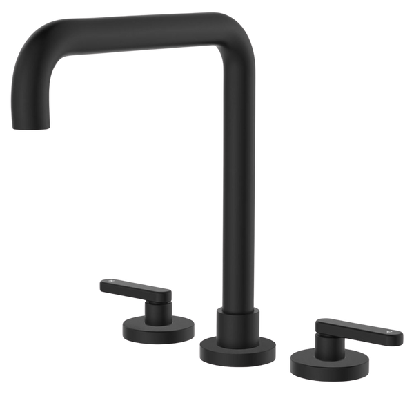 Fienza Kaya Lever Taps Squareline Hob Set Matte Black Lead Free