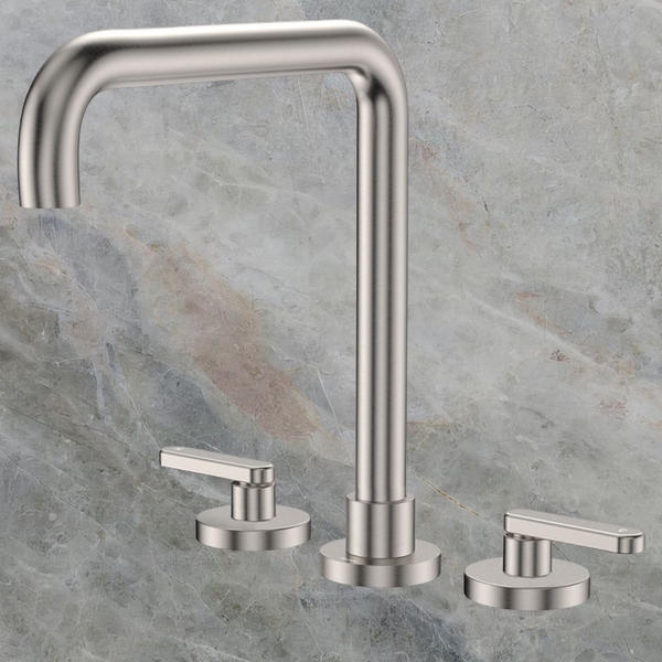 Fienza Kaya Lever Taps Squareline Hob Set Brushed Nickel Lead Free