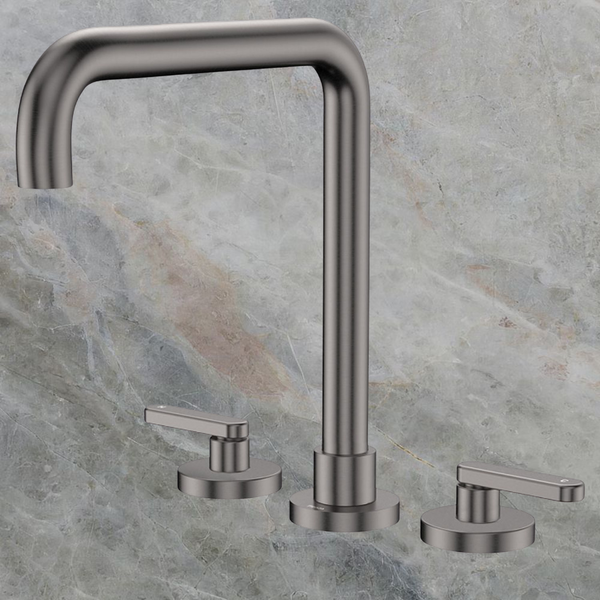 Fienza Kaya Lever Taps Squareline Hob Set Gunmetal Lead Free