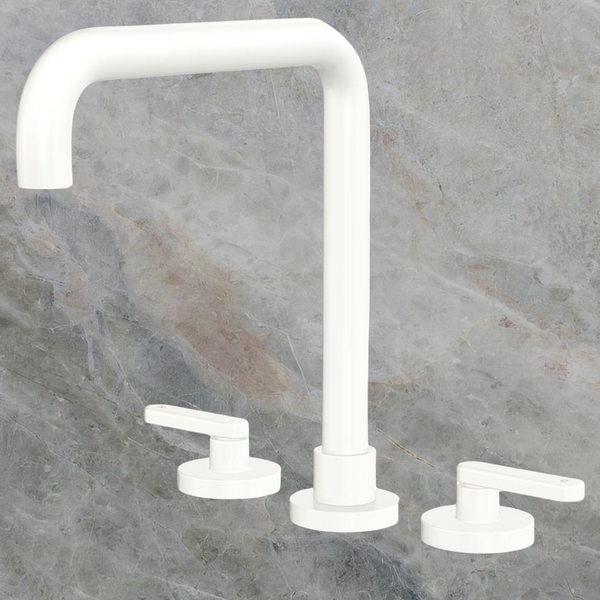 Fienza Kaya Lever Taps Squareline Hob Set Matte White Lead Free