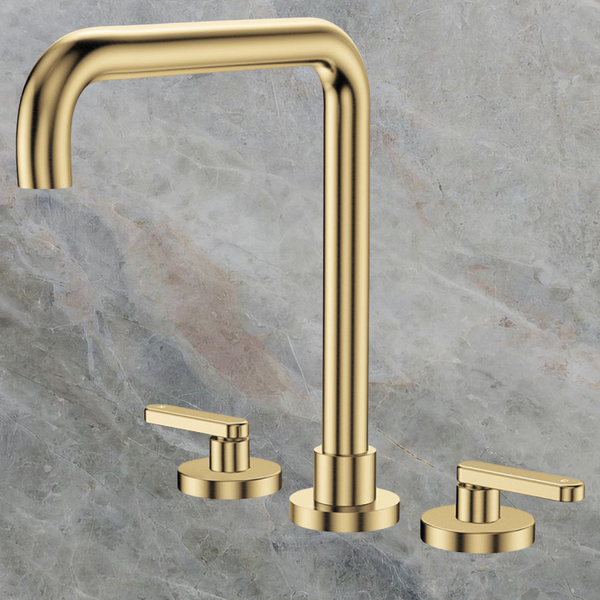 Fienza Kaya Lever Taps Squareline Hob Set Urban Brass Lead Free