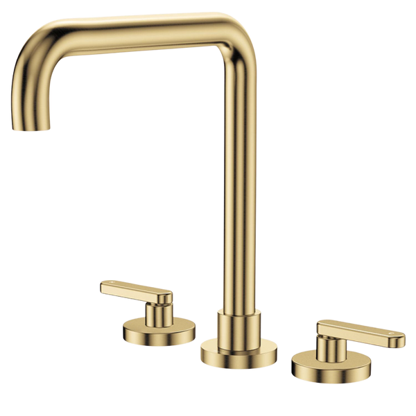 Fienza Kaya Lever Taps Squareline Hob Set Urban Brass Lead Free