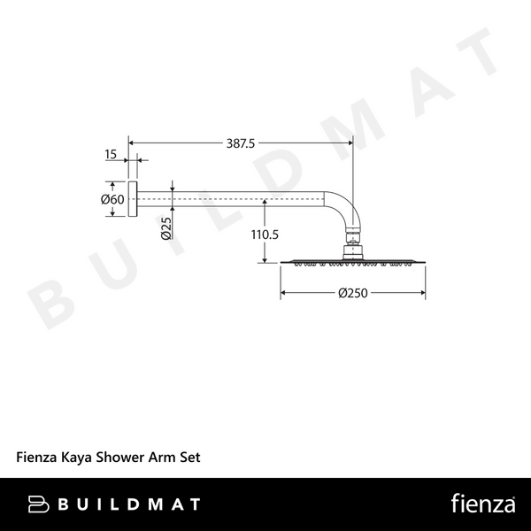 Fienza Kaya Shower Arm Set Matte Black