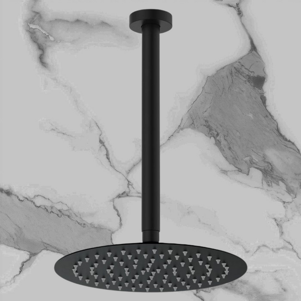 Fienza Kaya Ceiling Shower 250mm Head 350mm Drop Matte Black