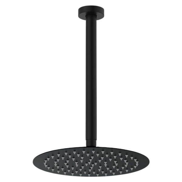 Fienza Kaya Ceiling Shower 250mm Head 350mm Drop Matte Black