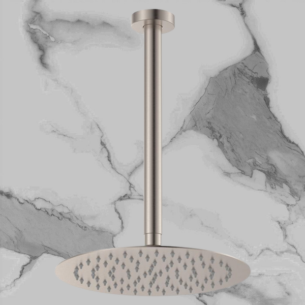 Fienza Kaya Ceiling Shower 250mm Head 350mm Drop Brushed Nickel