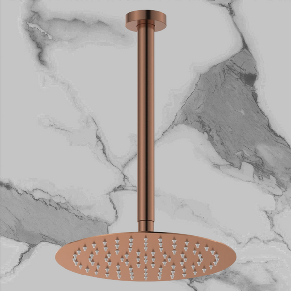 Fienza Kaya Ceiling Shower 250mm Head 350mm Drop Brushed Copper