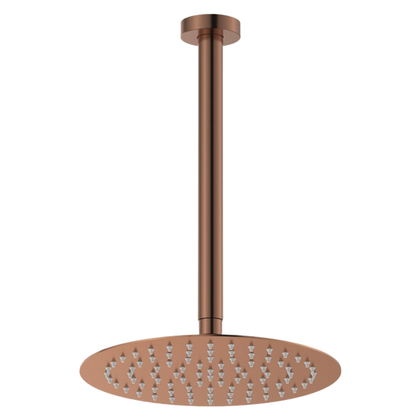 Fienza Kaya Ceiling Shower 250mm Head 350mm Drop Brushed Copper