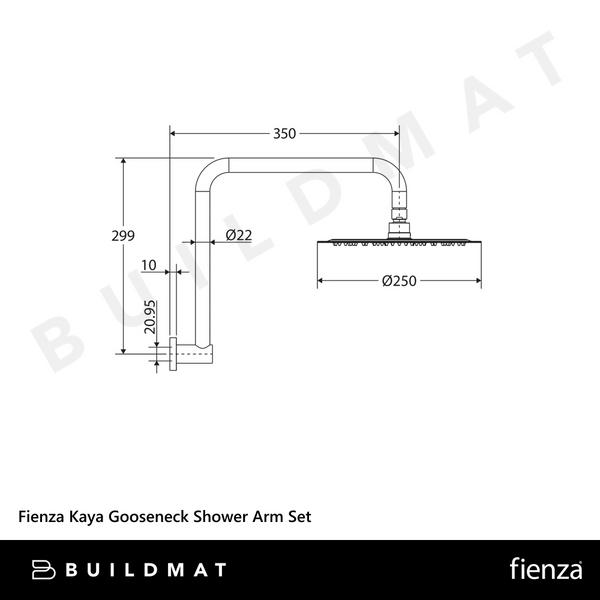 Fienza Kaya Gooseneck Shower Arm Set Gunmetal