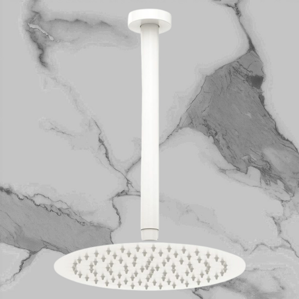Fienza Kaya Ceiling Shower 250mm Head 350mm Drop Matte White