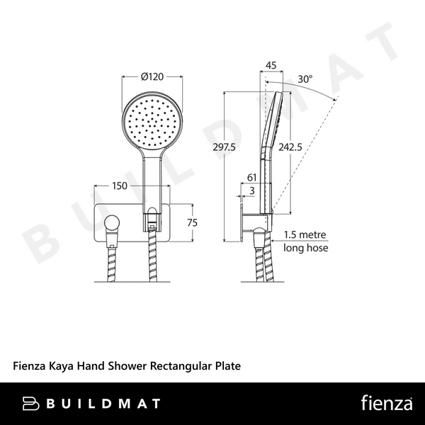 Fienza Kaya Hand Shower Rectangular Plate Brushed Nickel