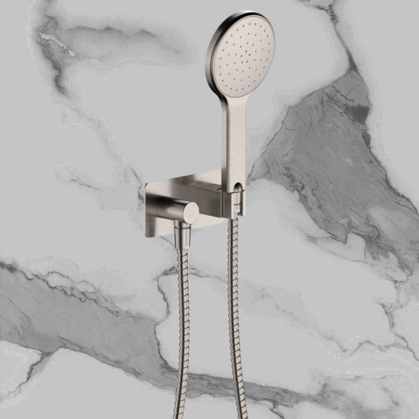 Fienza Kaya Hand Shower Rectangular Plate Brushed Nickel