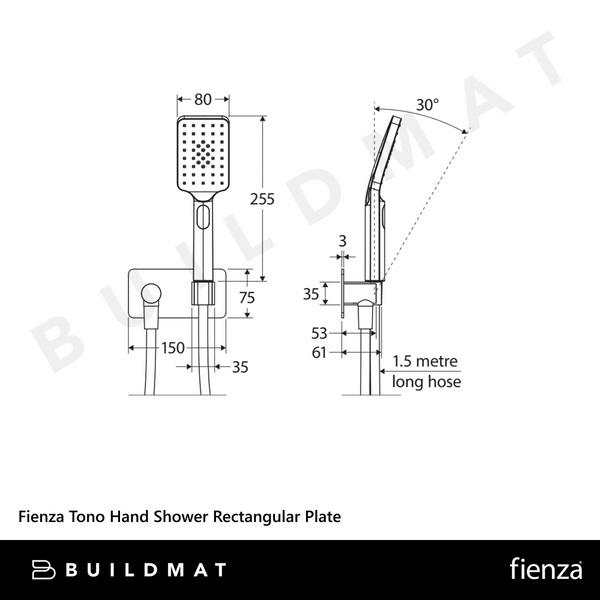 Fienza Tono Hand Shower Rectangular Plate Gunmetal