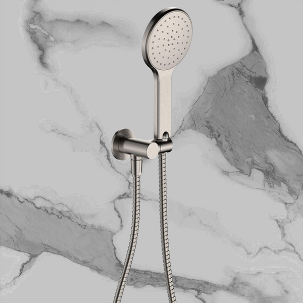 Fienza Kaya Hand Shower Round Plate Brushed Nickel