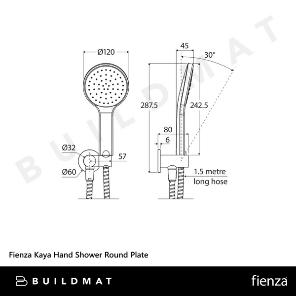 Fienza Kaya Hand Shower Round Plate Urban Brass