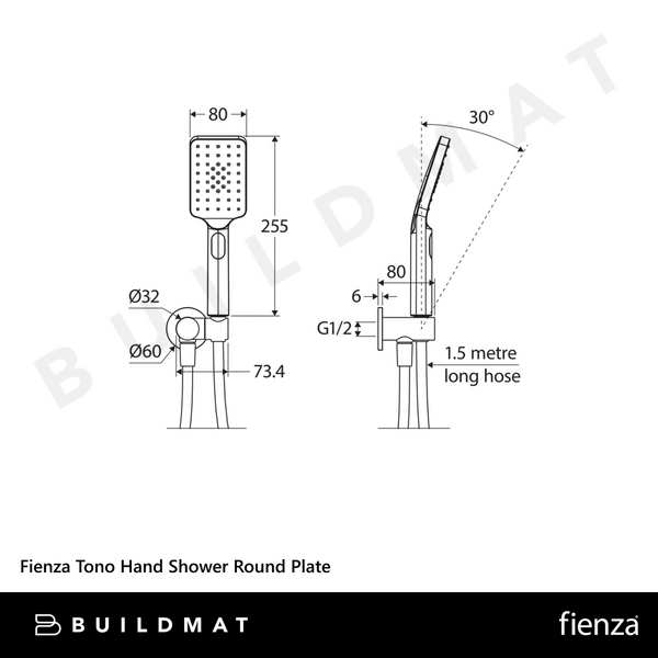 Fienza Tono Hand Shower Round Plate Urban Brass