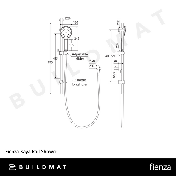 Fienza Kaya Rail Shower Brushed Copper