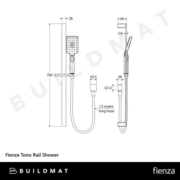 Fienza Tono Rail Shower Chrome