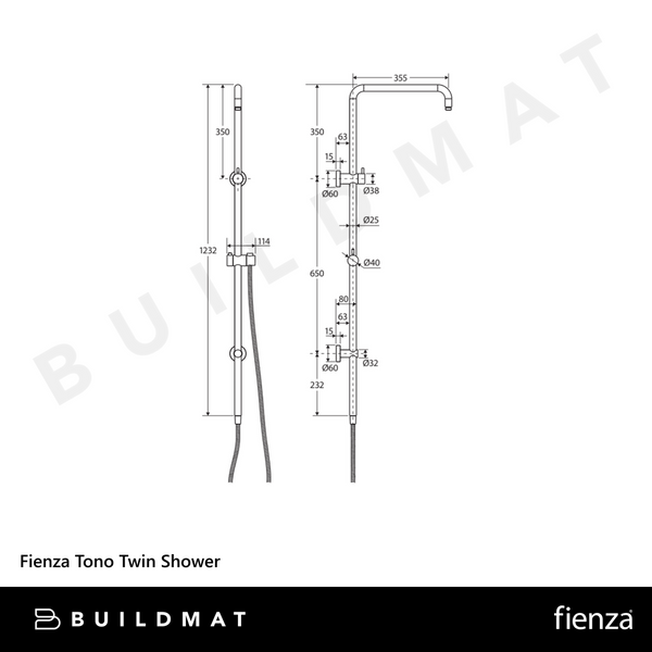 Fienza Tono Twin Shower Matte Black