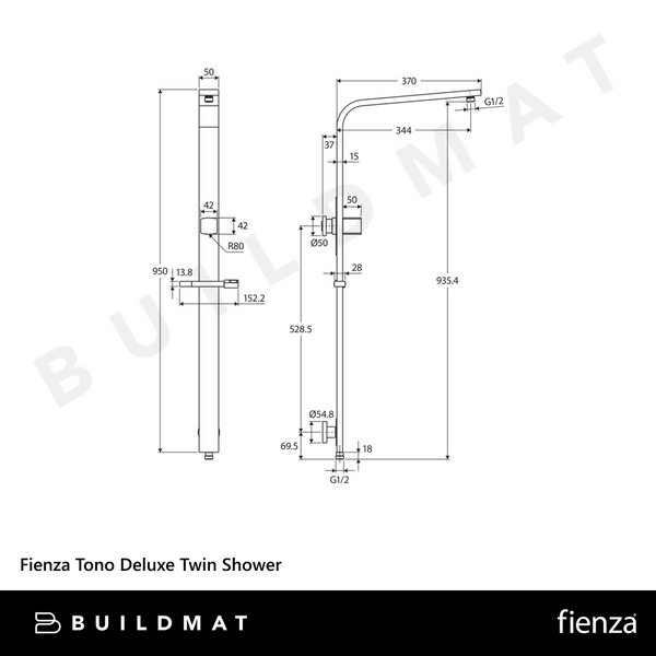 Fienza Tono Deluxe Twin Shower Chrome